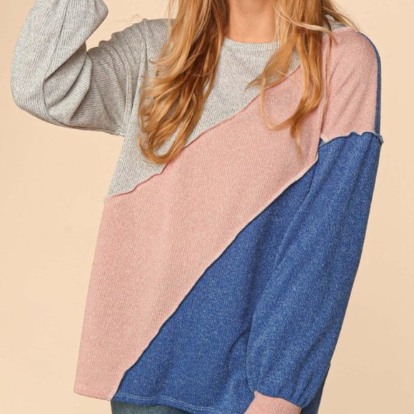 Haptics Sweaters - Asymmetrical Colorblock Sweater